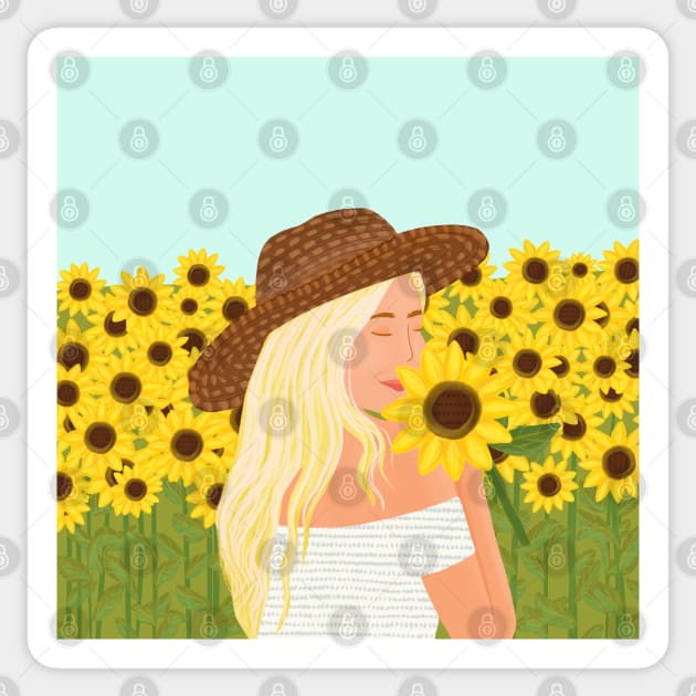 Sunflower field Sticker by Salty Siren Studios